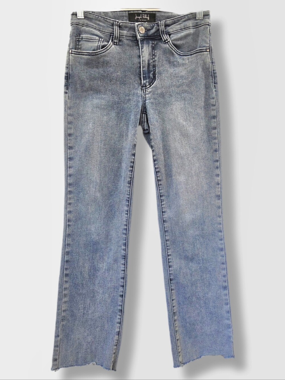 Joseph Ribkoff Frayed Hem Straight Leg Jeans, Blue Wash, Size 4